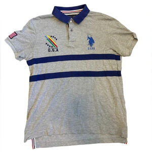 US Polo Assn Ralph Lauren Color Block Embroidered 2 Button Polo Size Large